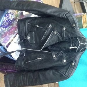 classic short leather jacket